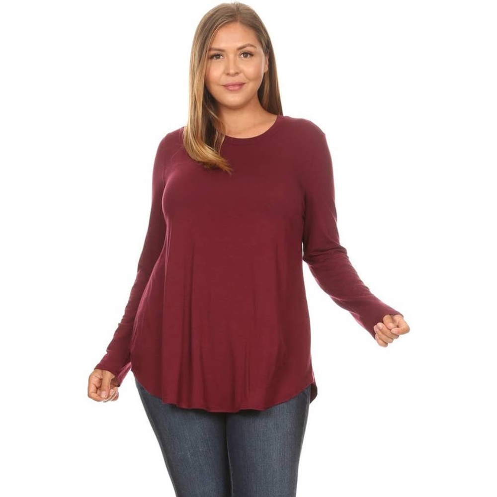 🔥💯🔥Plus Size Crew Neck Long Sleeve Top